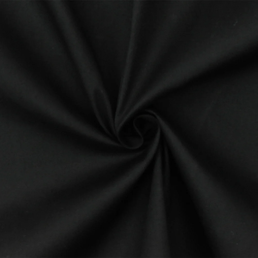 Dark Black Solid Cotton Spandex Broadcloth Woven Fabric - Image 3