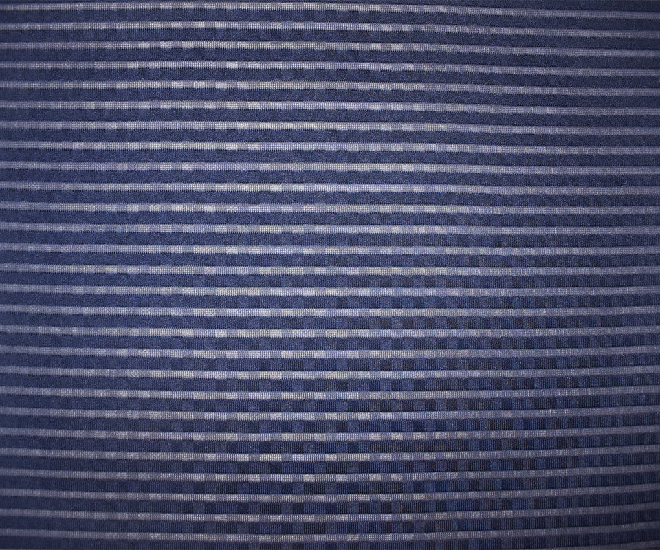 Dark Blue Poly Blend Stretch Stripe Knit Fabric - Image 3