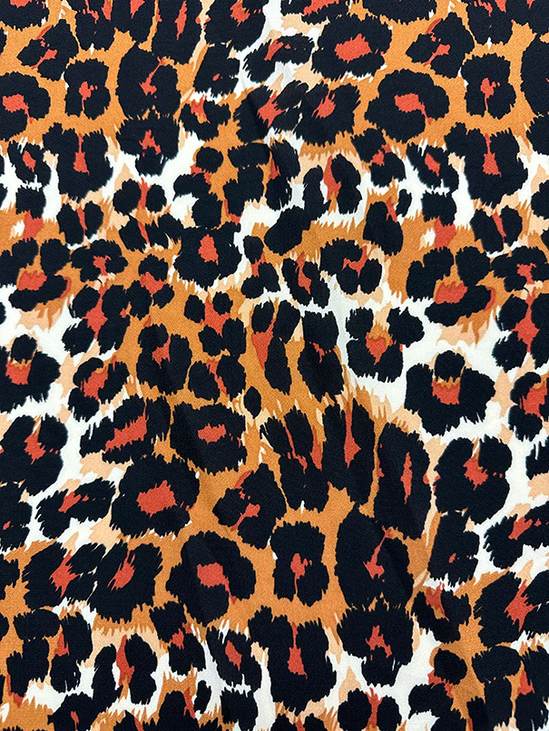 Dark Gold Multi Animal Print Poly Georgette Fabric - Image 3