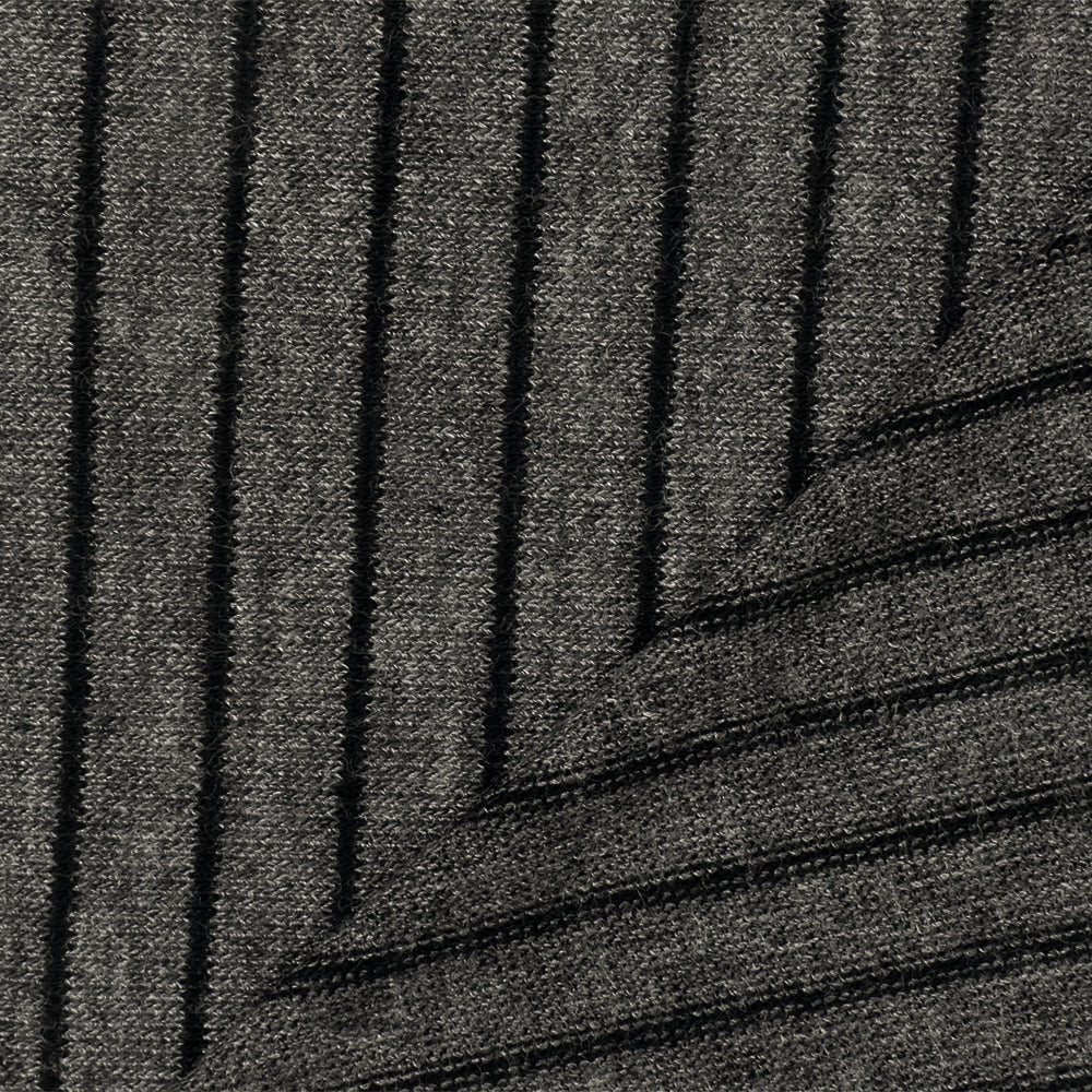 Dark Gray-Black Stripe Stretch Poly Jersey Knit Fabric - Image 3