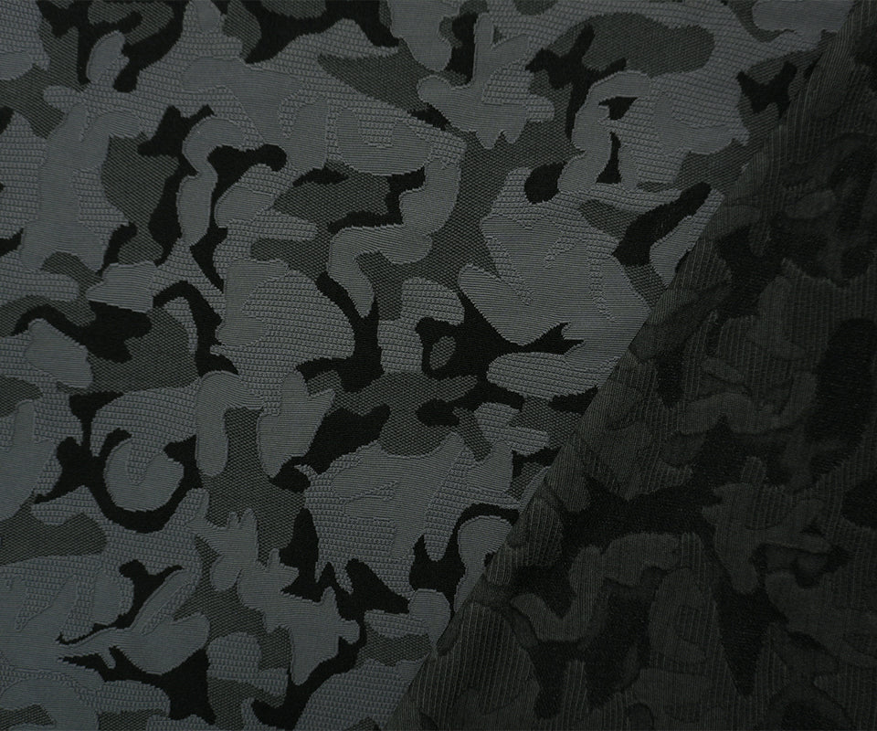 Dark Gray Famous Maker Nylon Spandex Camo Jacquard Double Knit Fabric - Image 2