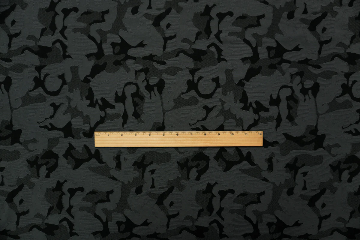 Dark Gray Famous Maker Nylon Spandex Camo Jacquard Double Knit Fabric - Image 4