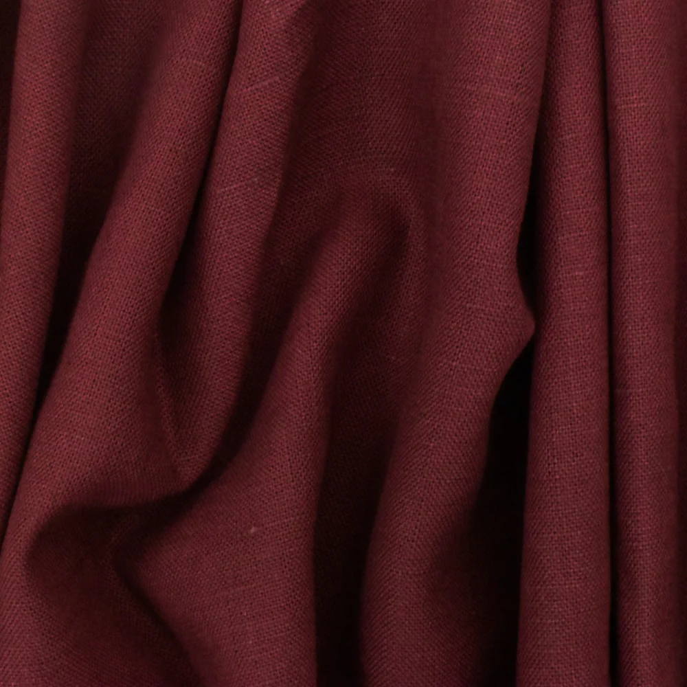 Dark Maroon Solid Cross-Hatch Linen Woven Shirting Fabric - Image 2