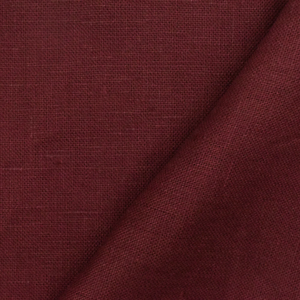 Dark Maroon Solid Cross-Hatch Linen Woven Shirting Fabric - Image 4
