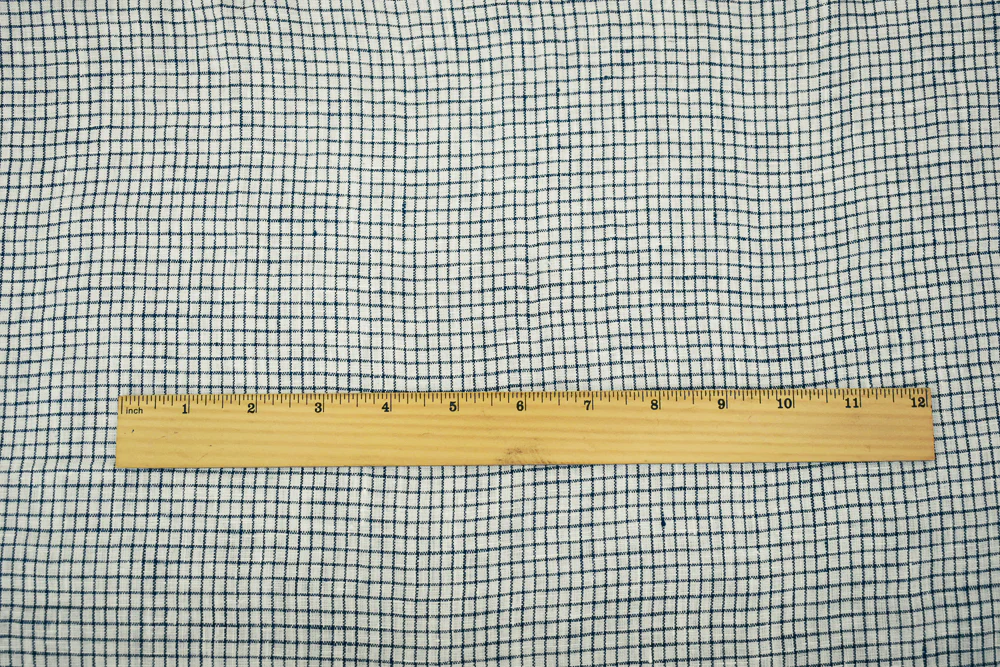 Dark Navy-White Spence Bryson Grid Check Washed Irish Linen Woven Fabric - Image 5