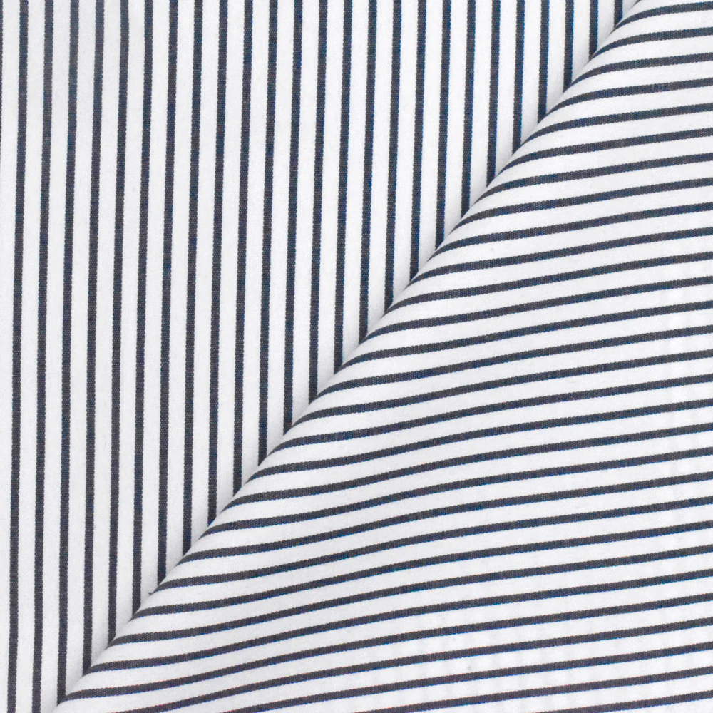 Dark Navy-White Stripe Polyester Shirting Woven Fabric - Image 4