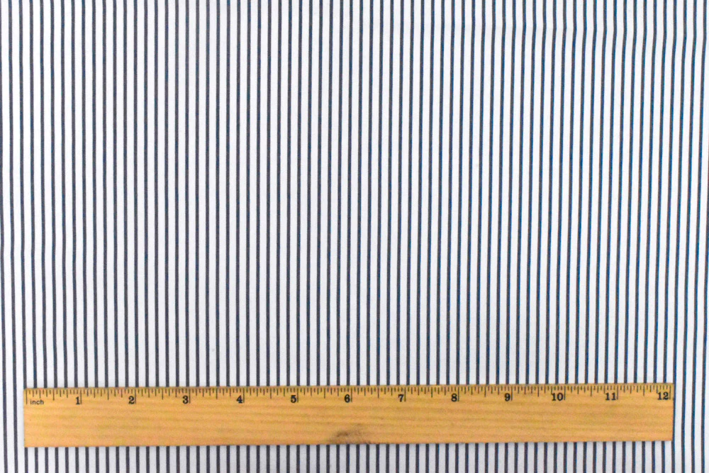 Dark Navy-White Stripe Polyester Shirting Woven Fabric - Image 5