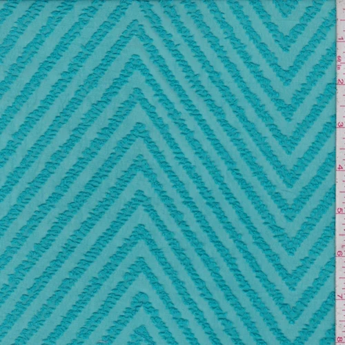 Dark Turquoise Chevron Jacquard Chiffon Fabric