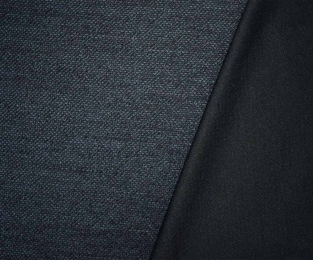 Deep Blue-Black Wool-Poly Stretch Spandex Texture Sweater Knit Fabric - Image 2