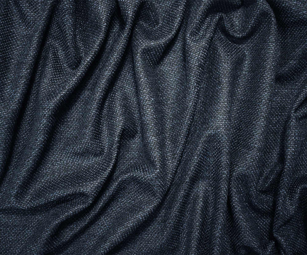 Deep Blue-Black Wool-Poly Stretch Spandex Texture Sweater Knit Fabric - Image 3