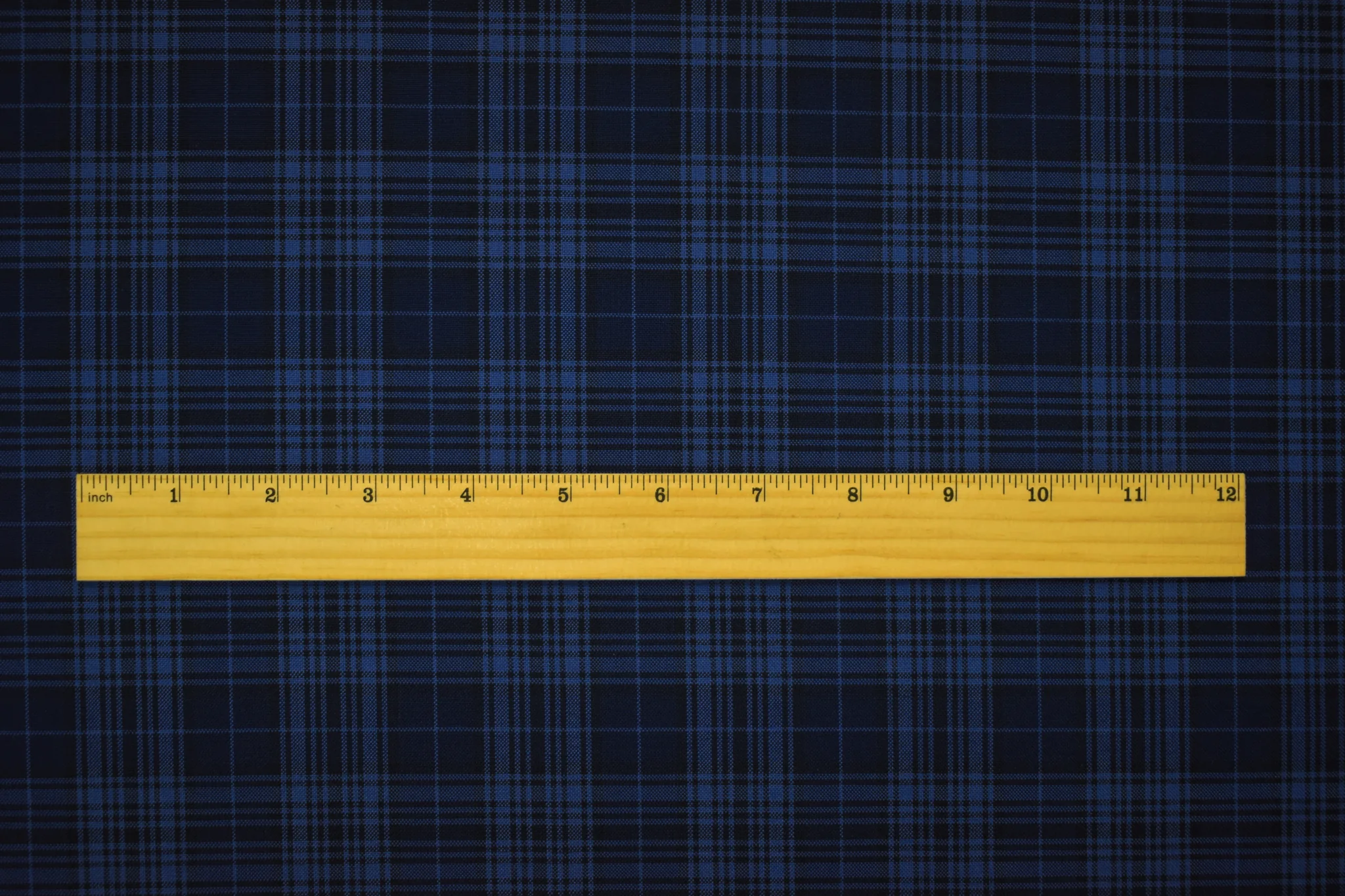 Deep Blue-Black Wool-Polyester Plaid Woven Shirting Fabric - Image 4