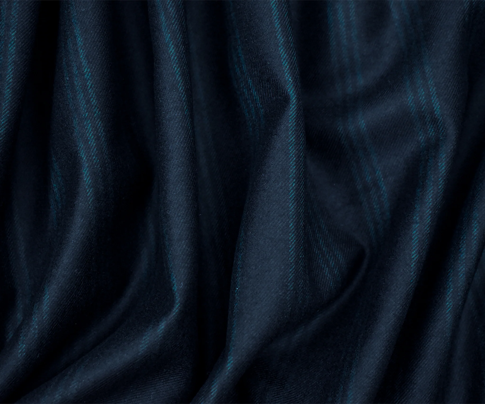 Deep Blue-Green Wool Stripe Twill Woven Suiting Fabric - Image 3