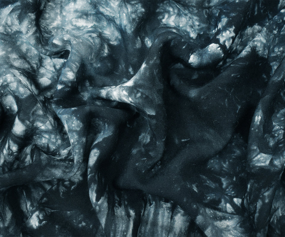 Deep Blue-Multi Famous Designer Tie Dye Challis Woven Fabric - Image 3