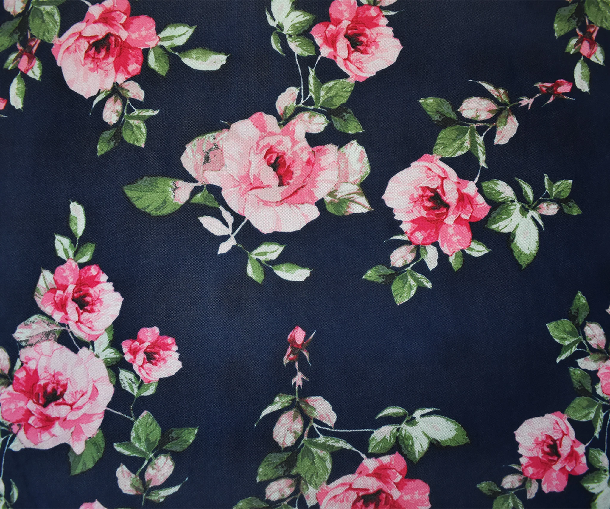 Deep Blue-Multi Poly Stretch Floral Printed Mesh Knit Fabric - Image 3