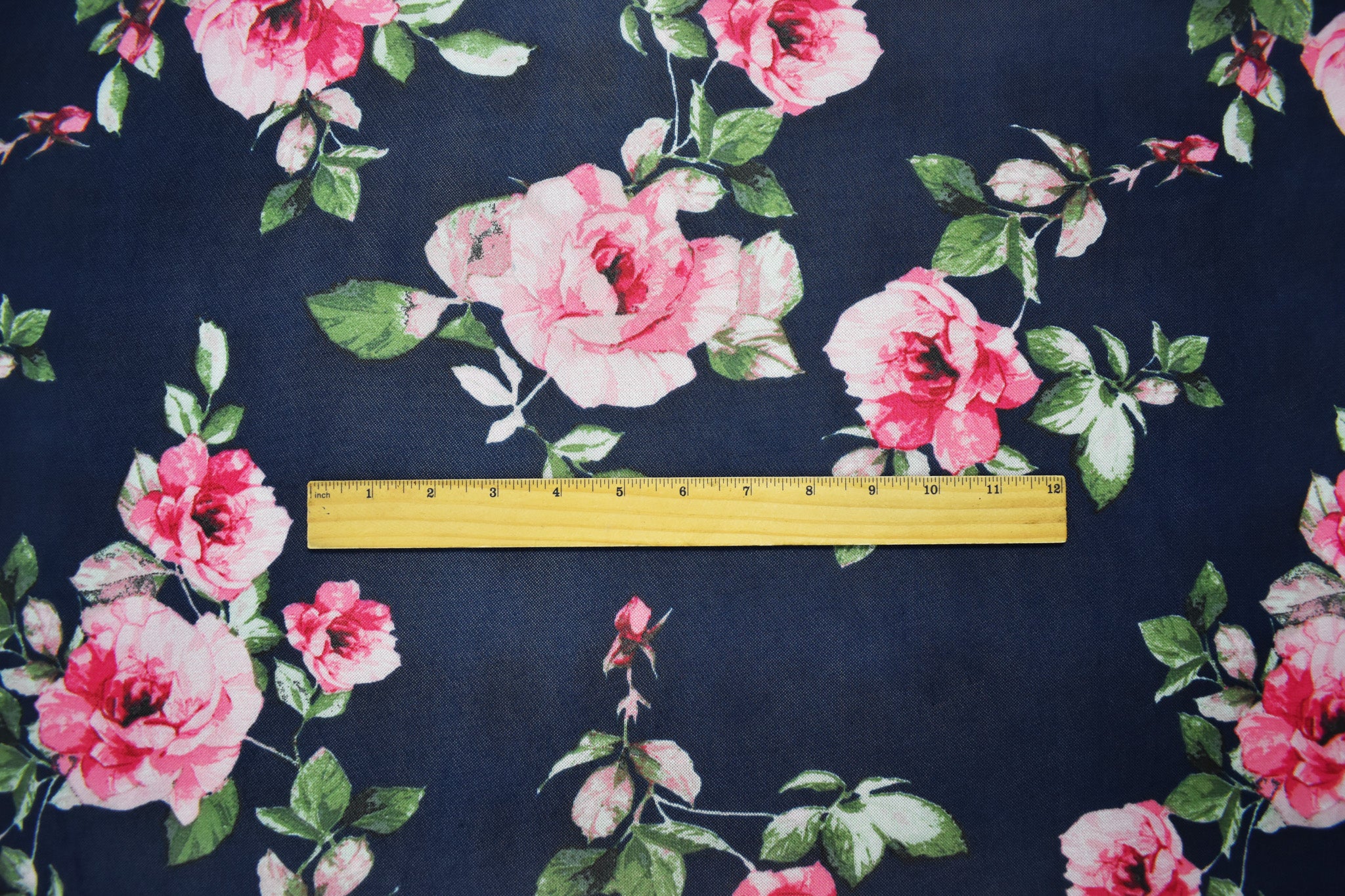 Deep Blue-Multi Poly Stretch Floral Printed Mesh Knit Fabric - Image 4