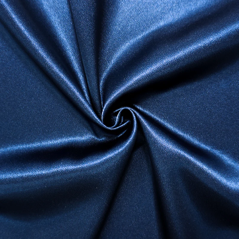 Deep Blue Poly Crepe Back Satin Woven Fabric