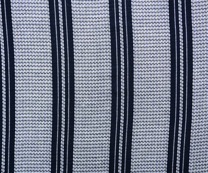 Deep Blue-White Rayon Cotton Stripe Dobby Woven Fabric - Image 3