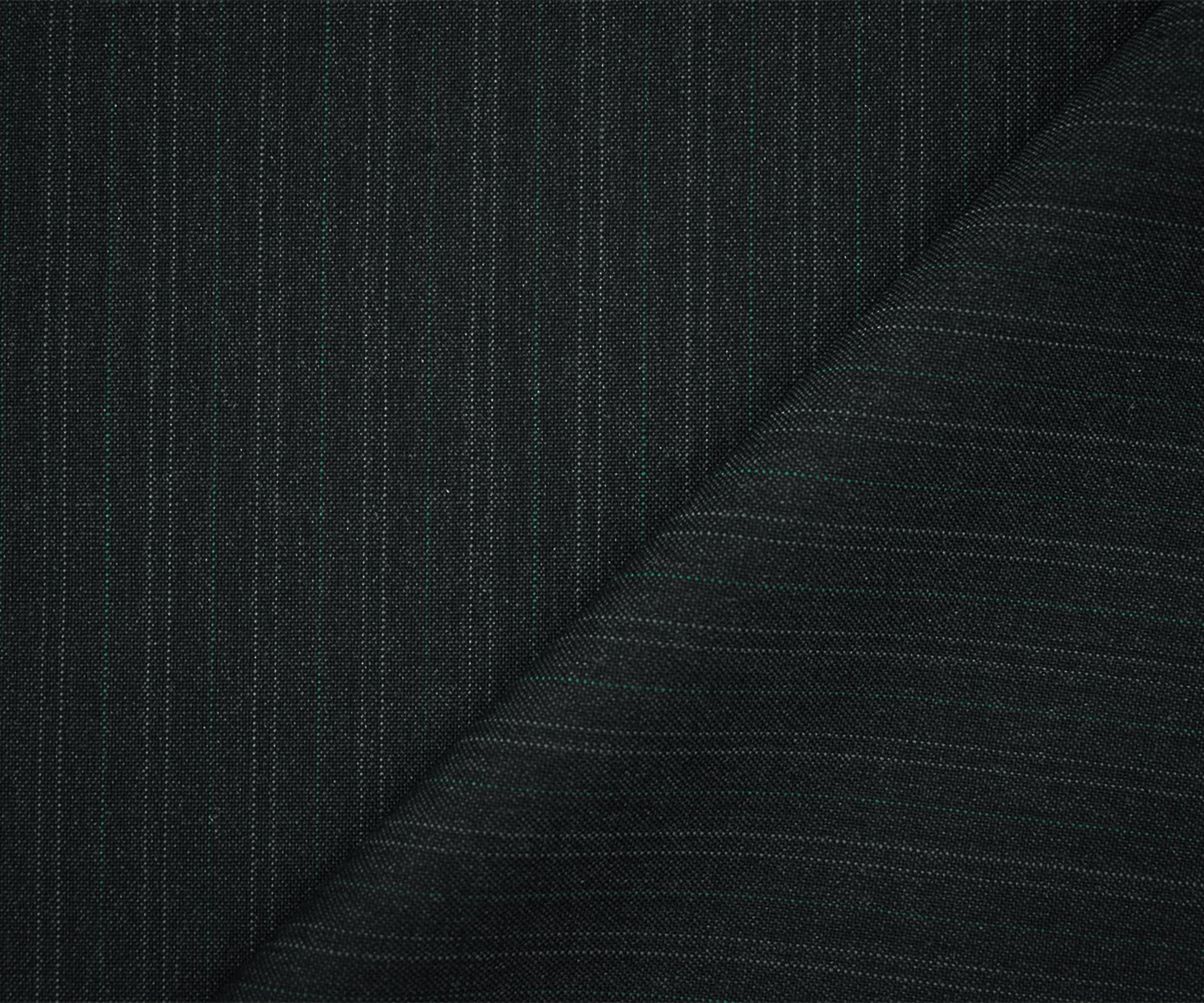 Deep Gray-Green Wool-Poly Pinstripe Woven Shirting Fabric - Image 2