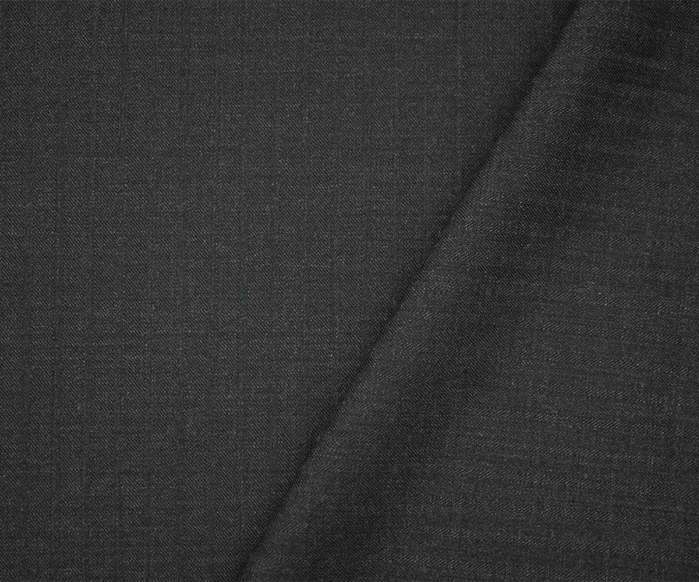 Deep Gray Wool-Poly Striped Woven Irregular Herringbone Suiting Fabric - Image 2