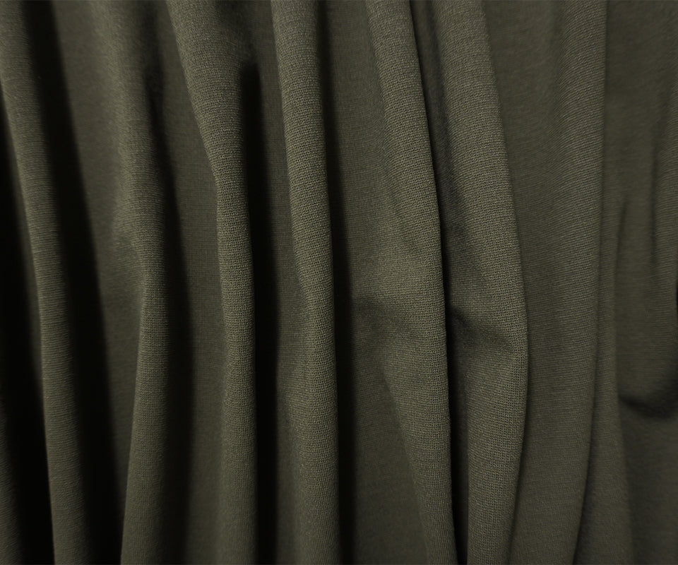 Deep Green Nylon Blend Stretch Solid Ponte De Roma Double Knit Fabric - Image 3