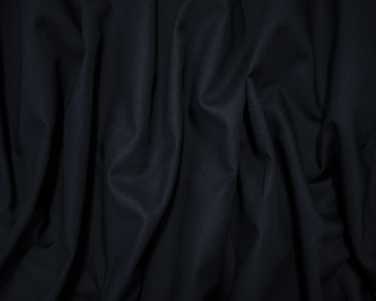 Deep Navy Blue Cotton Solid Voile Woven Fabric - Image 3
