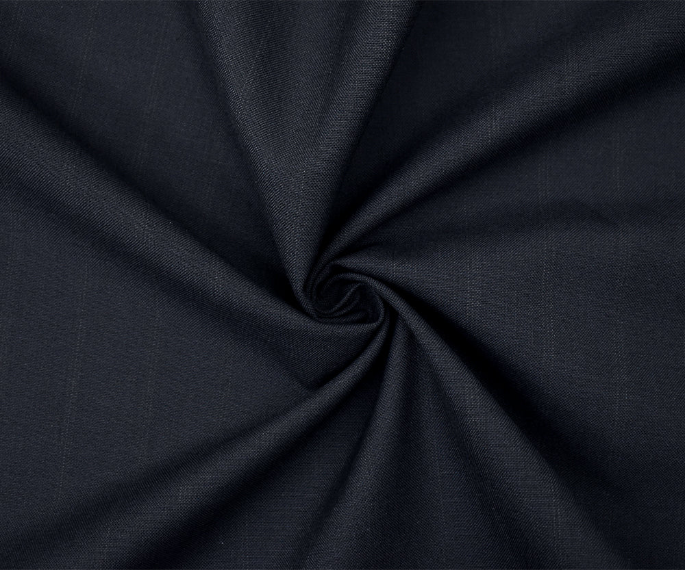 Deep Navy-Gray Wool Polyester Striped Woven Shirting Fabric - Image 3
