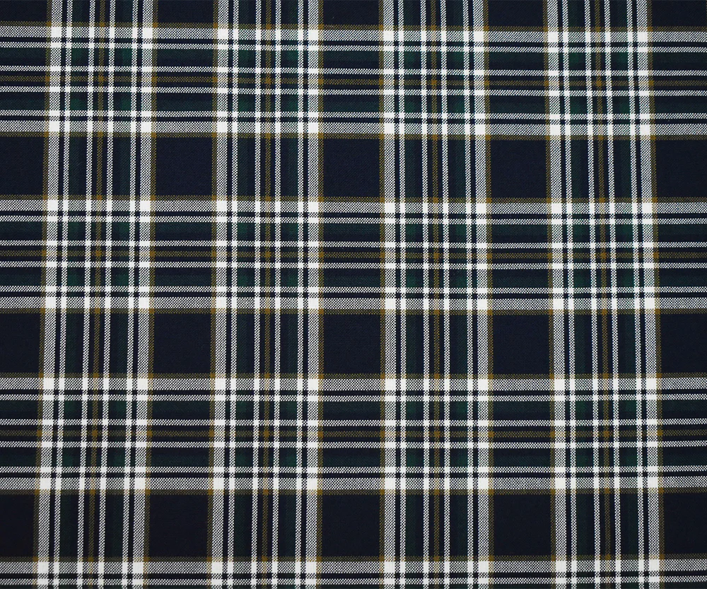 Deep Navy-Green-Multi Wool Polyester Plaid Shirting Woven Fabric - Image 4