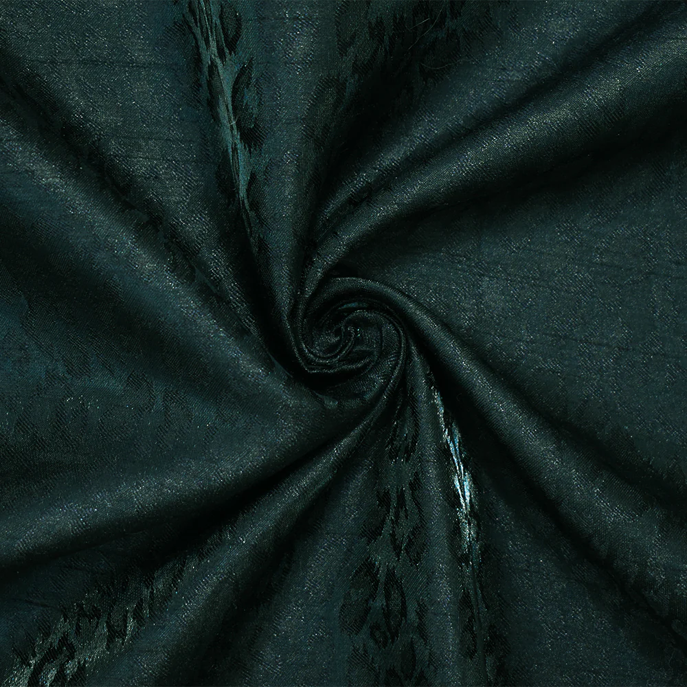 Deep Navy-Green Poly Cheetah Semi-Sheer Jacquard Woven Fabric