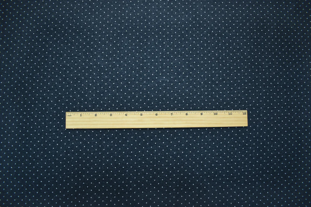 Deep Navy Japanese Cotton Dot Printed Brushed Face Flannel Twill Woven Fabric - Image 4