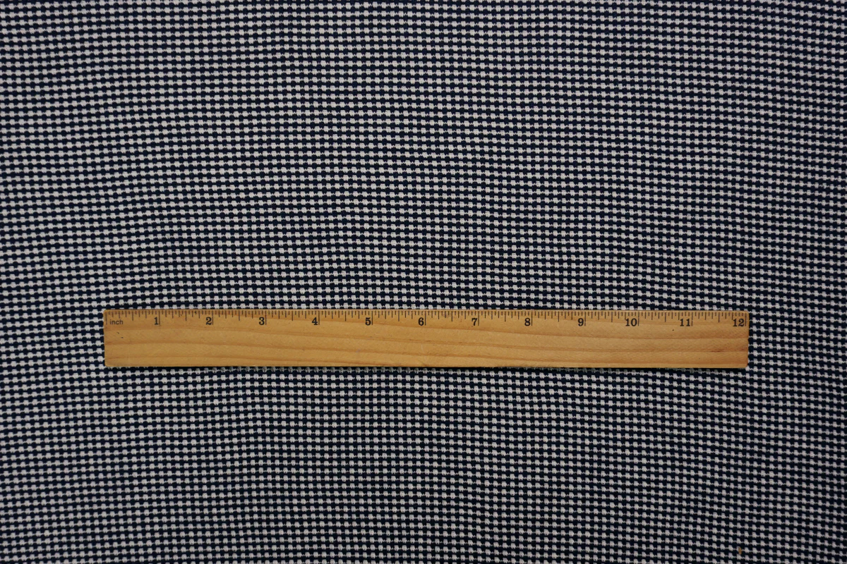 Deep Navy-White Poly Blend Stretch Texture Double Knit Fabric - Image 4