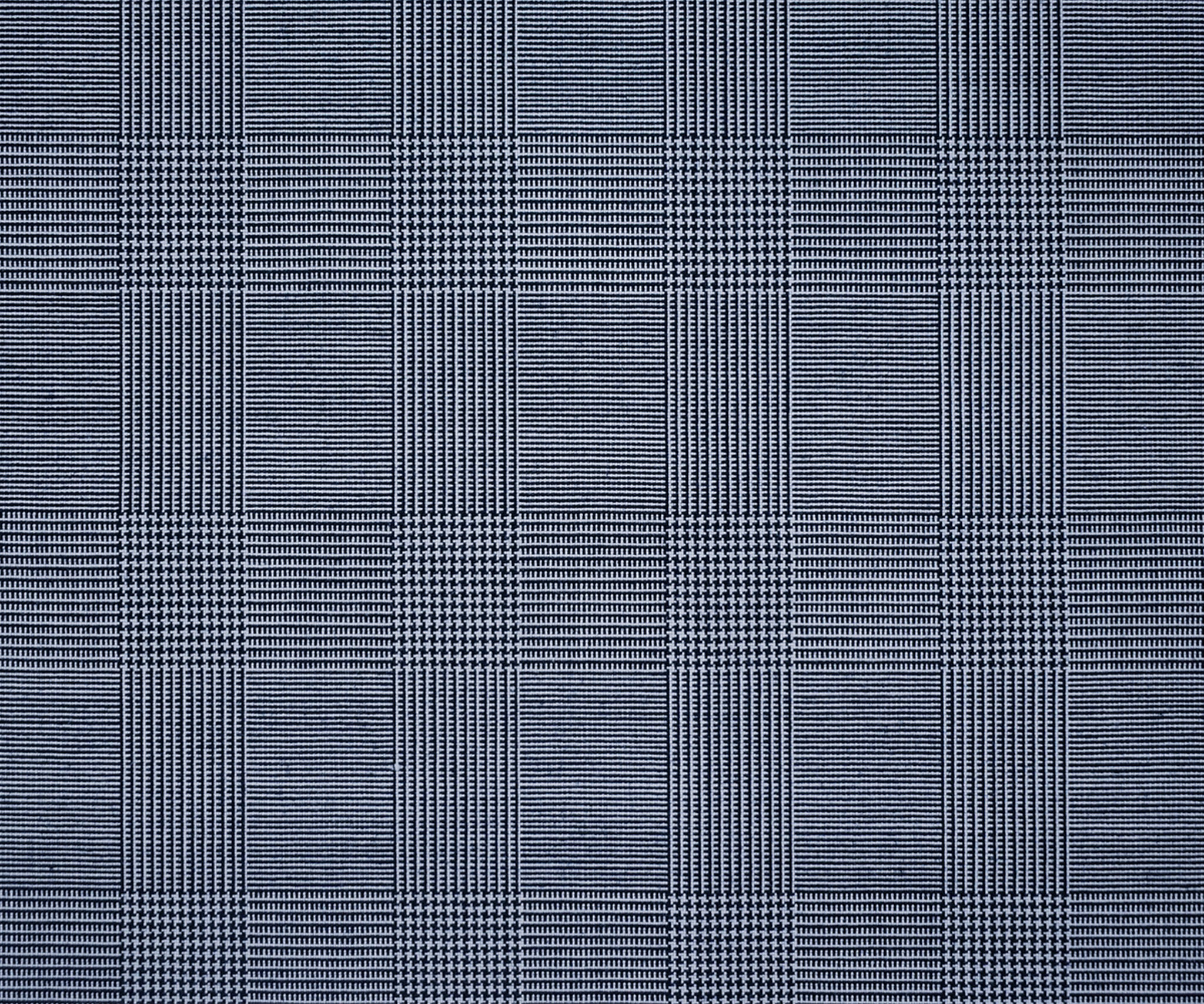 Deep Navy-White Wool Poly Glen Plaid Shirting Woven Fabric - Image 4