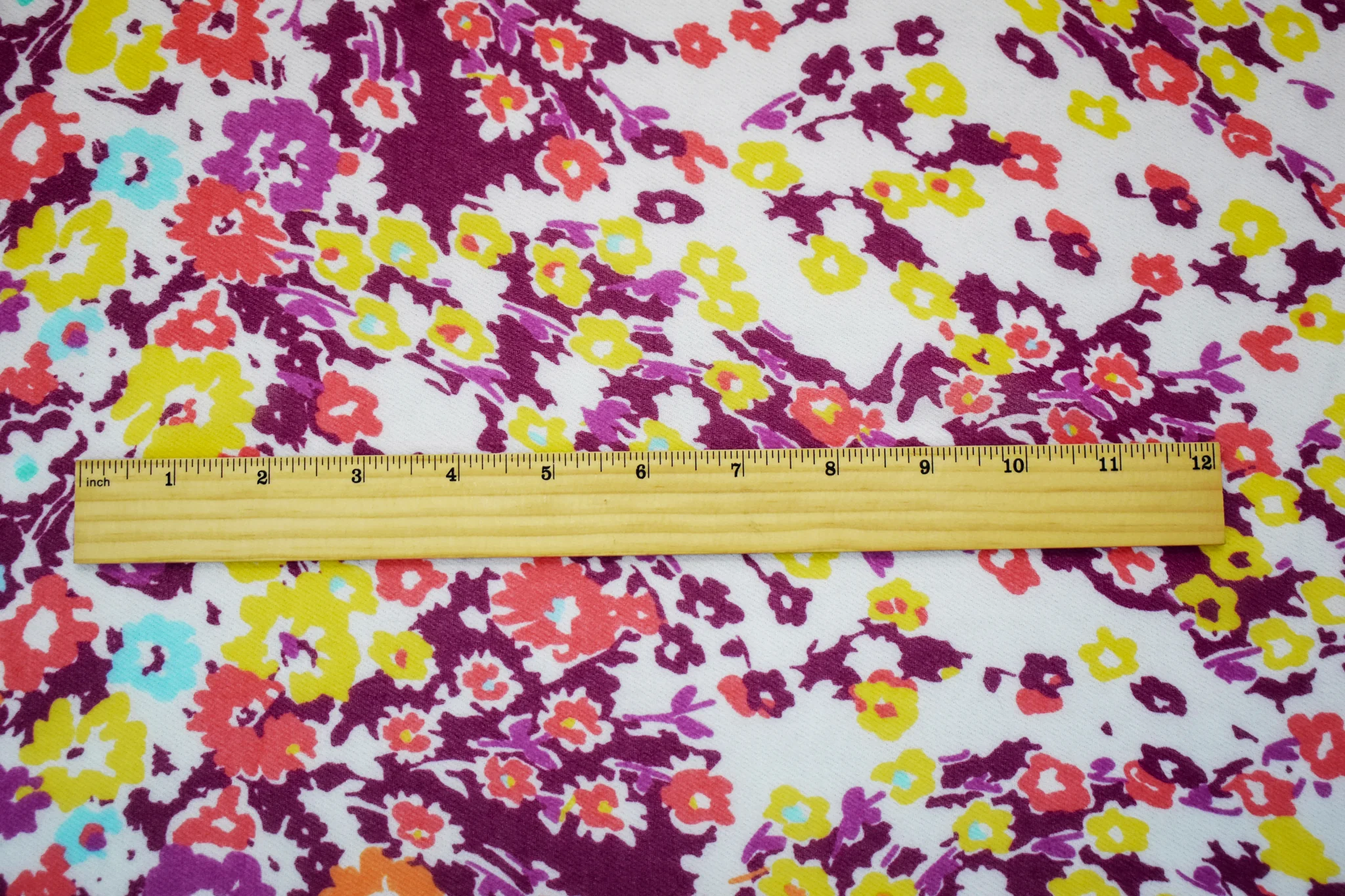 Deep Purple-Orange-Multi Poly Floral Printed Chiffon Woven Fabric - Image 2