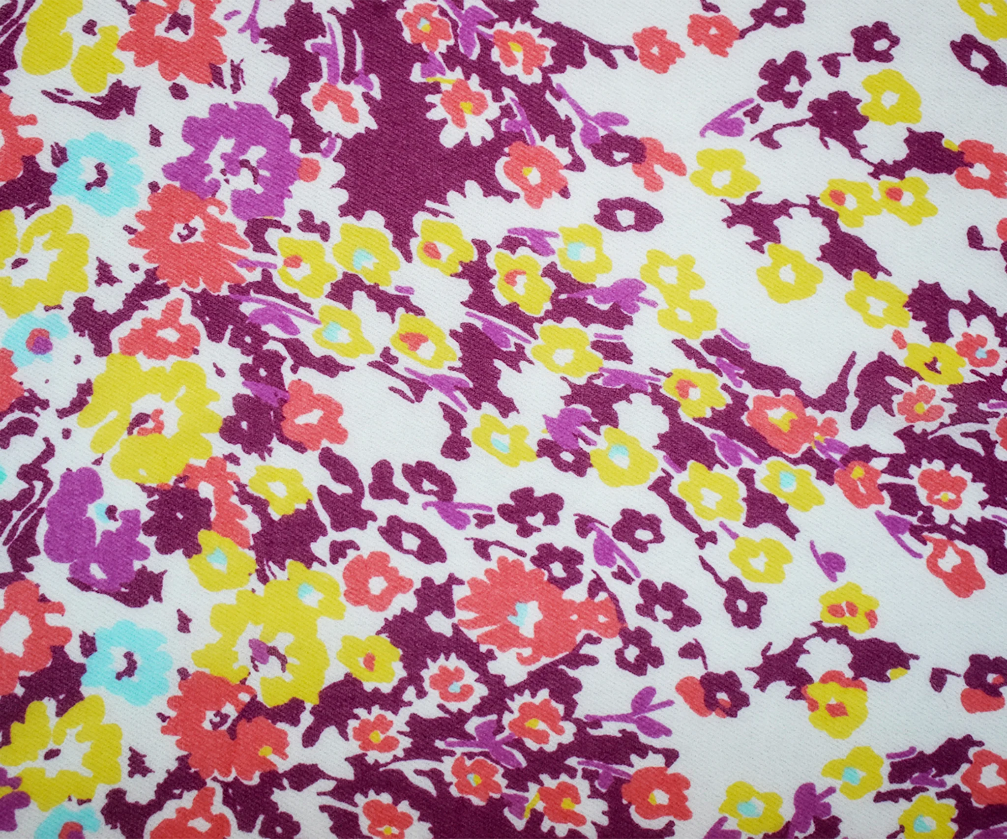 Deep Purple-Orange-Multi Poly Floral Printed Chiffon Woven Fabric - Image 4
