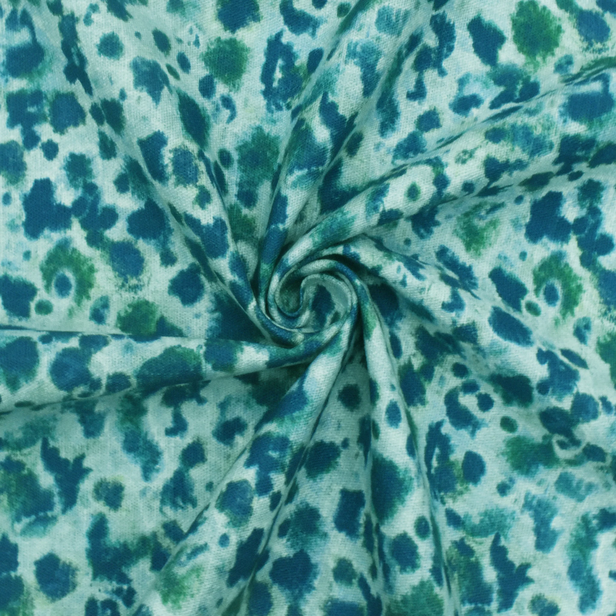 Deep Teal-Multi Watercolor Spots Printed Slub Decorating Fabric