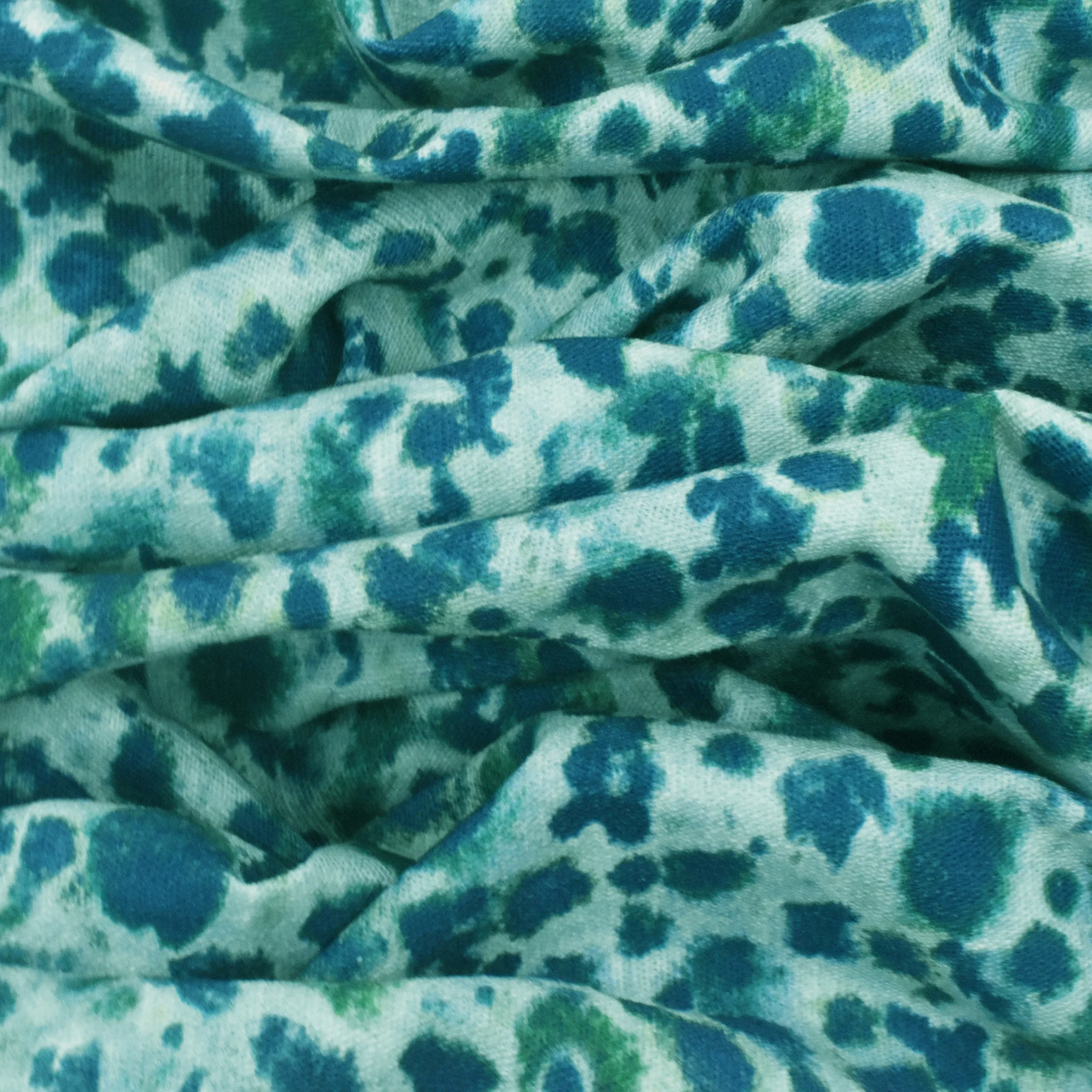 Deep Teal-Multi Watercolor Spots Printed Slub Decorating Fabric - Image 2