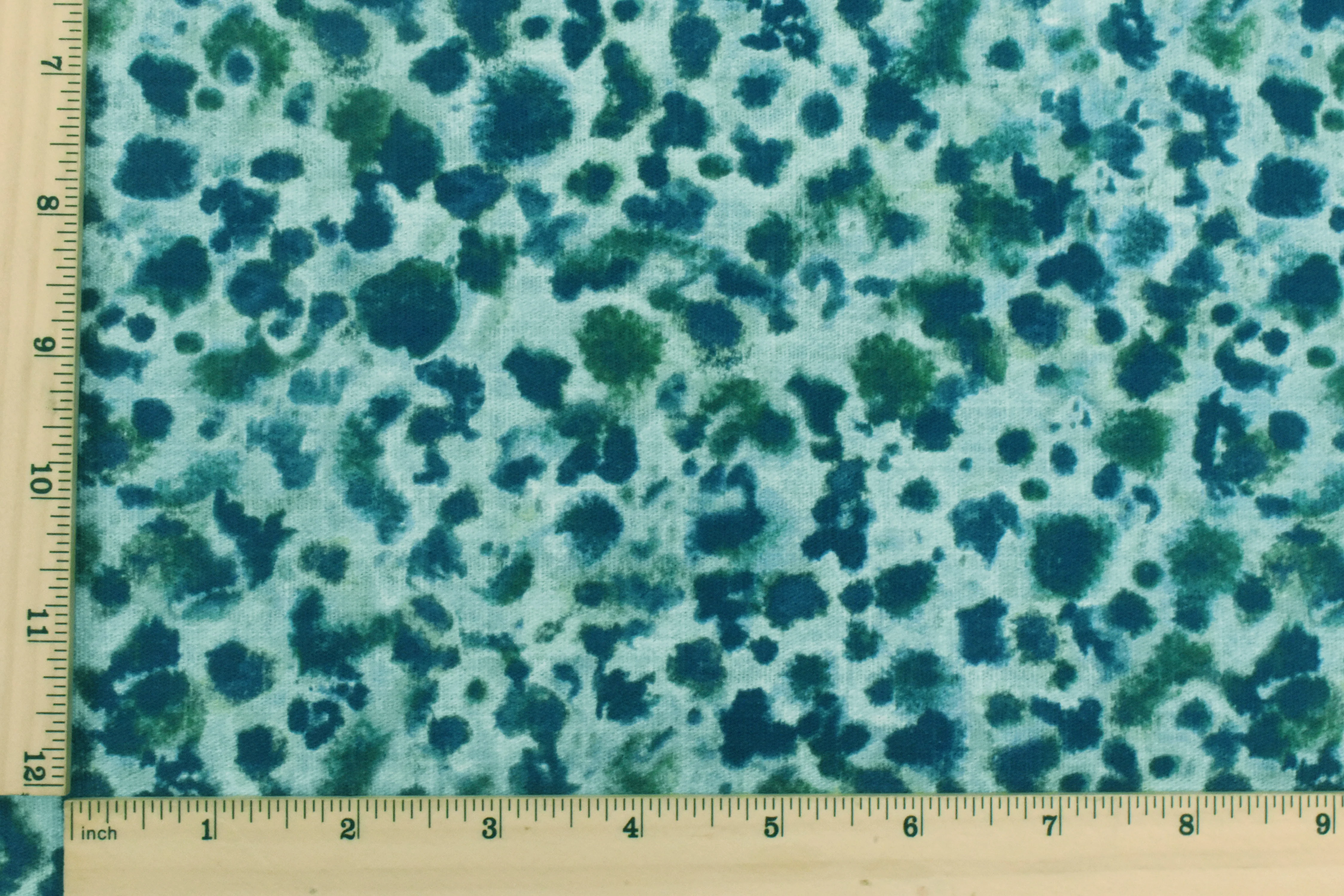 Deep Teal-Multi Watercolor Spots Printed Slub Decorating Fabric - Image 4