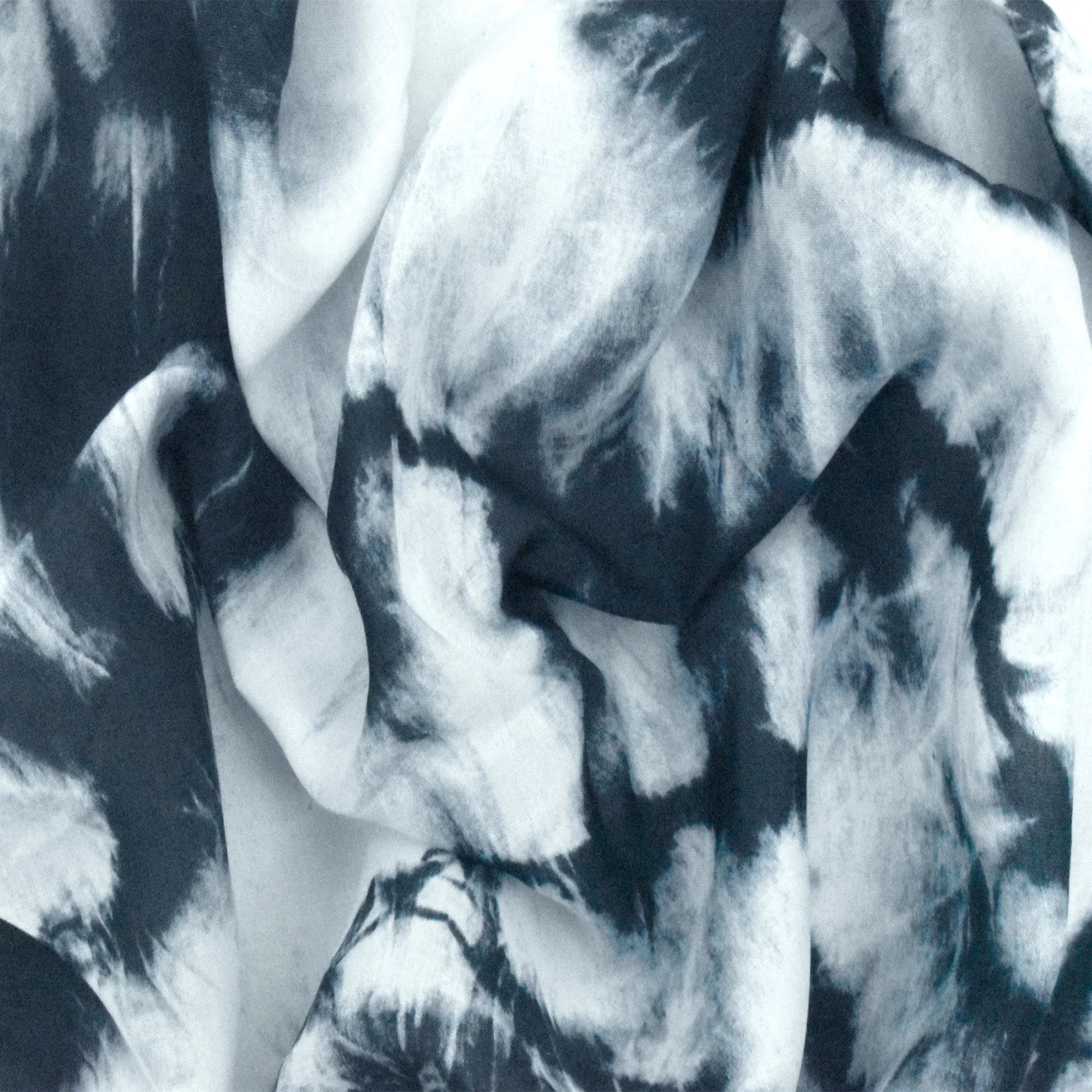 Deepest Ink Blue-White-Water Ink Blue Tie Dye Printed Batiste Fabric - Image 2