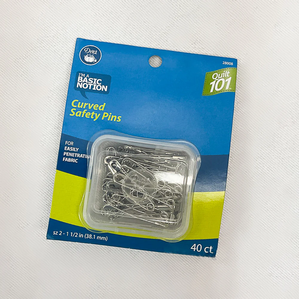 Dritz Curved Basting Pins for Quilting, 1 1/2 inch, size 2, 40-count