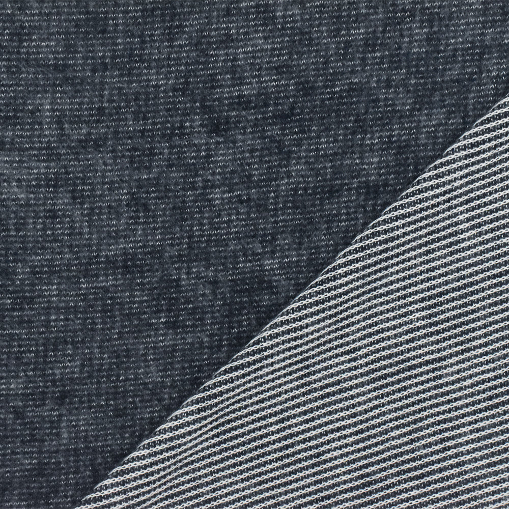 Dust Navy-White Texture Stretch Brushed Rib Knit Fabric - Image 2