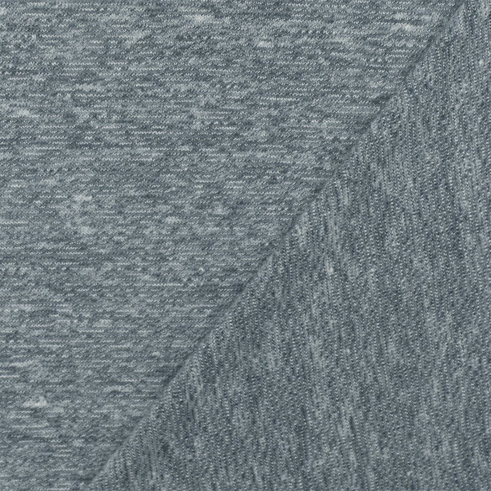 Dusty Blue-Gray-White Slub Stretch Jersey Knit Fabric - Image 2