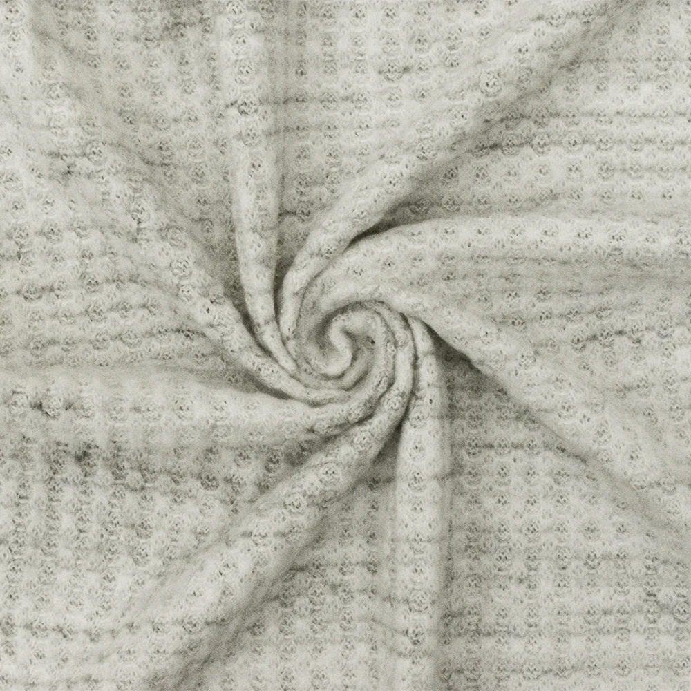 Dusty Ivory-Gray-Black Texture Stretch Poly Thermal Knit Fabric - Image 2