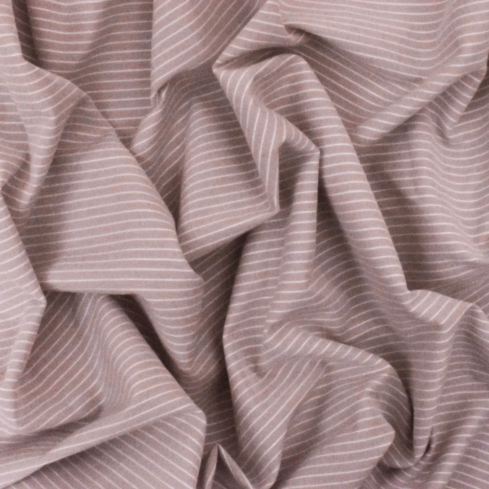 Dusty Rose Pink-White Striped Stretch Shirting Woven Fabric - Image 3