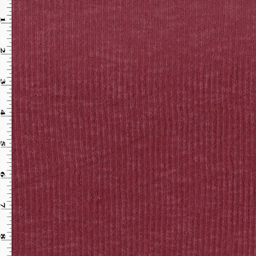 Dusty Rose Red 2x2 Soft Ribbed Brushed Knit Fabric