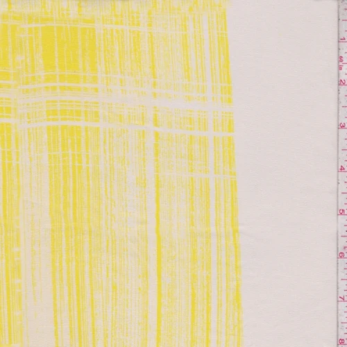 Ecru/Lemon Brush Stroke Crepe de Chine Fabric