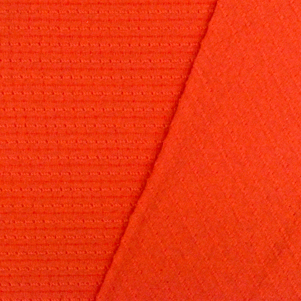 Fire Orange Stripe Texture Stretch Jersey Knit Fabric - Image 4