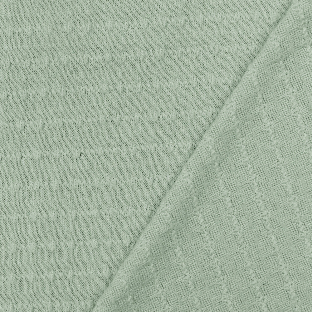 Fog Green Texture Stripe Stretch Jersey Knit Fabric - Image 2