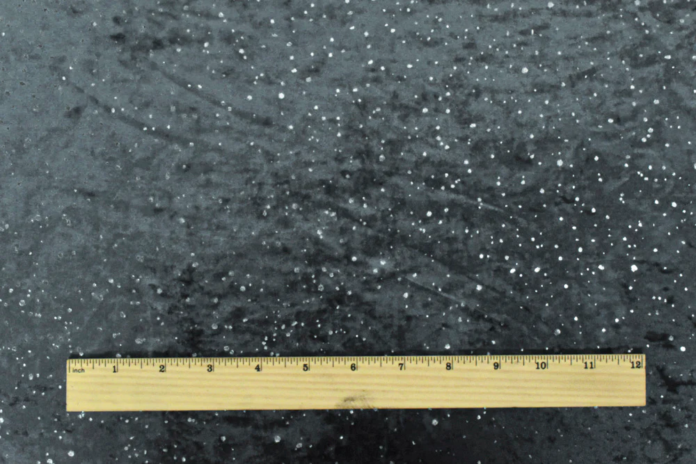 Galaxy Blue-Silver Drip Dot Pattern Printed Stretch Velvet Knit Fabric - Image 5