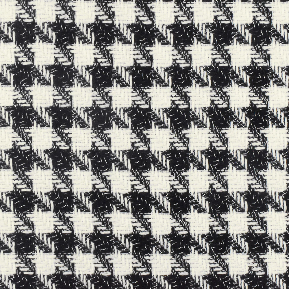 Grace Black-White-Silver Houndstooth Metallic Twill Woven Fabric