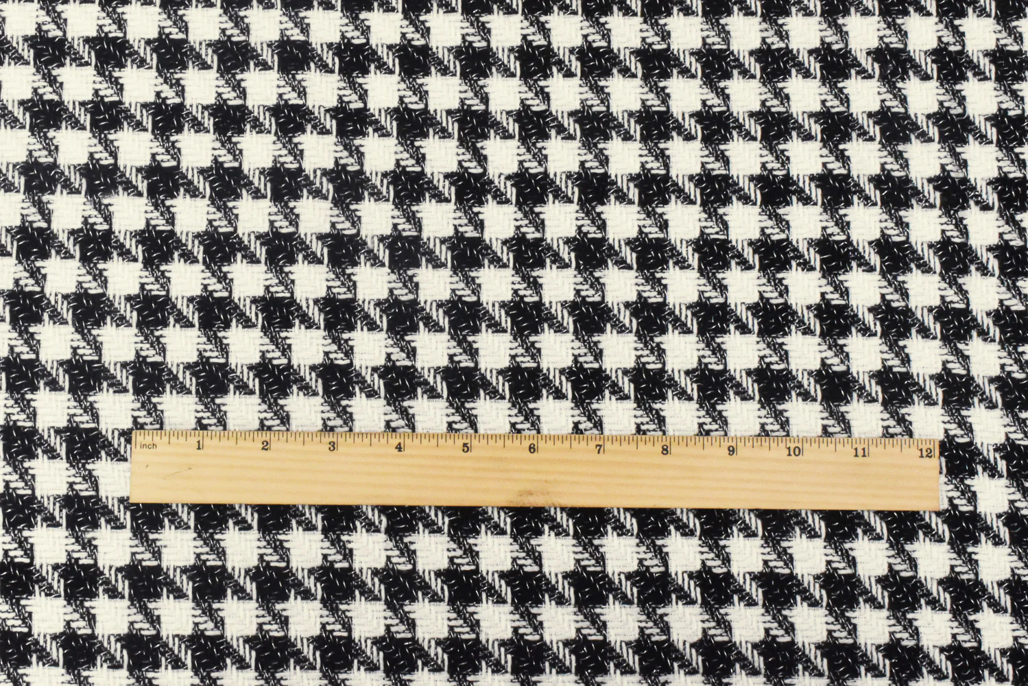 Grace Black-White-Silver Houndstooth Metallic Twill Woven Fabric - Image 4