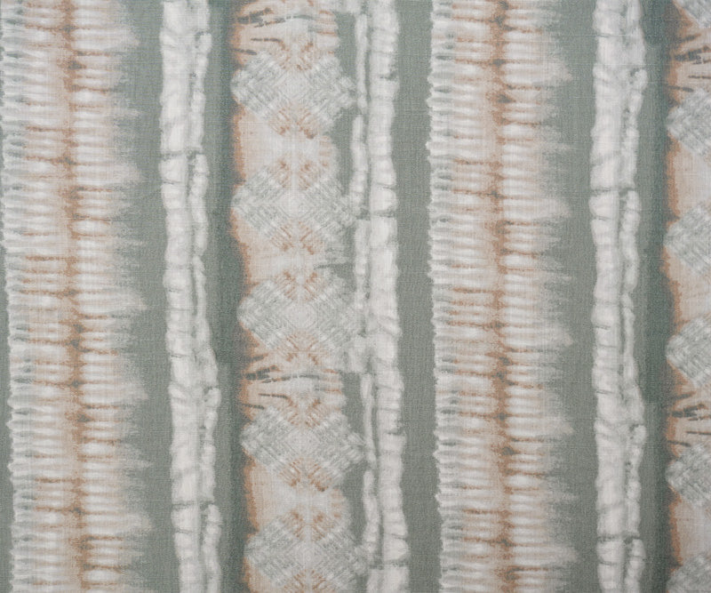 Gray-Beige-White Rayon Tie Dye Printed Cross Hatch Challis Woven Fabric - Image 3